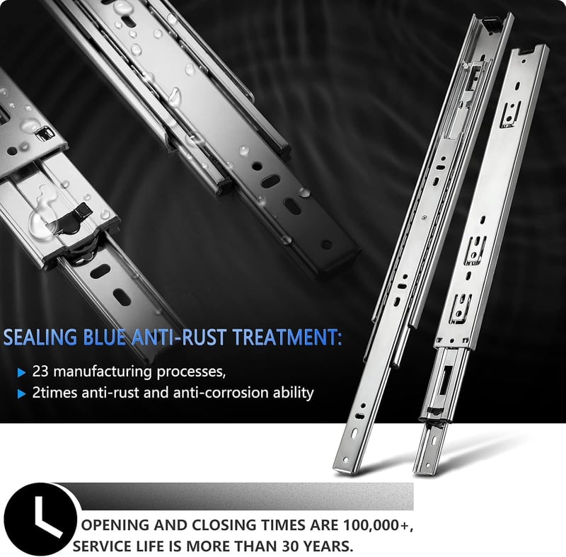 AOLISHENG Teljes Kihúzású Fiókcsúszó 300 mm - Golyóscsapágyas Sínrendszer, 45 kg Teherbírás, Oldalsó Rögzítés, Ezüst Acél, 1 Pár