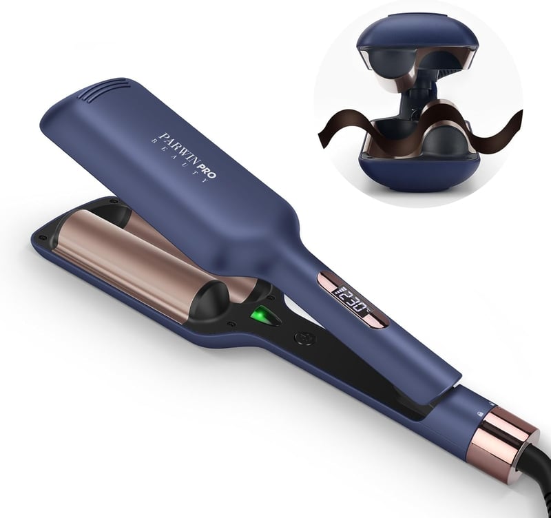 PARWIN PRO BEAUTY 32 mm-es Hableány Hajgöndörítő Vas - 4 Hőfokozatú Dupla Csöves Hullámosító Minden Hajtípushoz, Azúrkék