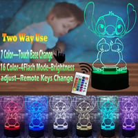 Stitch 3D LED éjjeli lámpa 16 színnel, távirányítóval - Gyerekszoba dekoráció 5