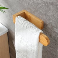 Taozun Bambusz Törölközőtartó 20 cm - Öntapadós Fürdőszobai Fali Akasztó, Fúrás Nélkül Felszerelhető, Természetes Fa Dizájn Konyhába és Fürd 3