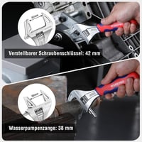 WORKPRO 2 az 1-ben Állítható Villáskulcs és Csőfogó - 42 mm-ig Nyitható, Króm-Vanádium Acél, Csúszásmentes Markolattal, 20 cm 3