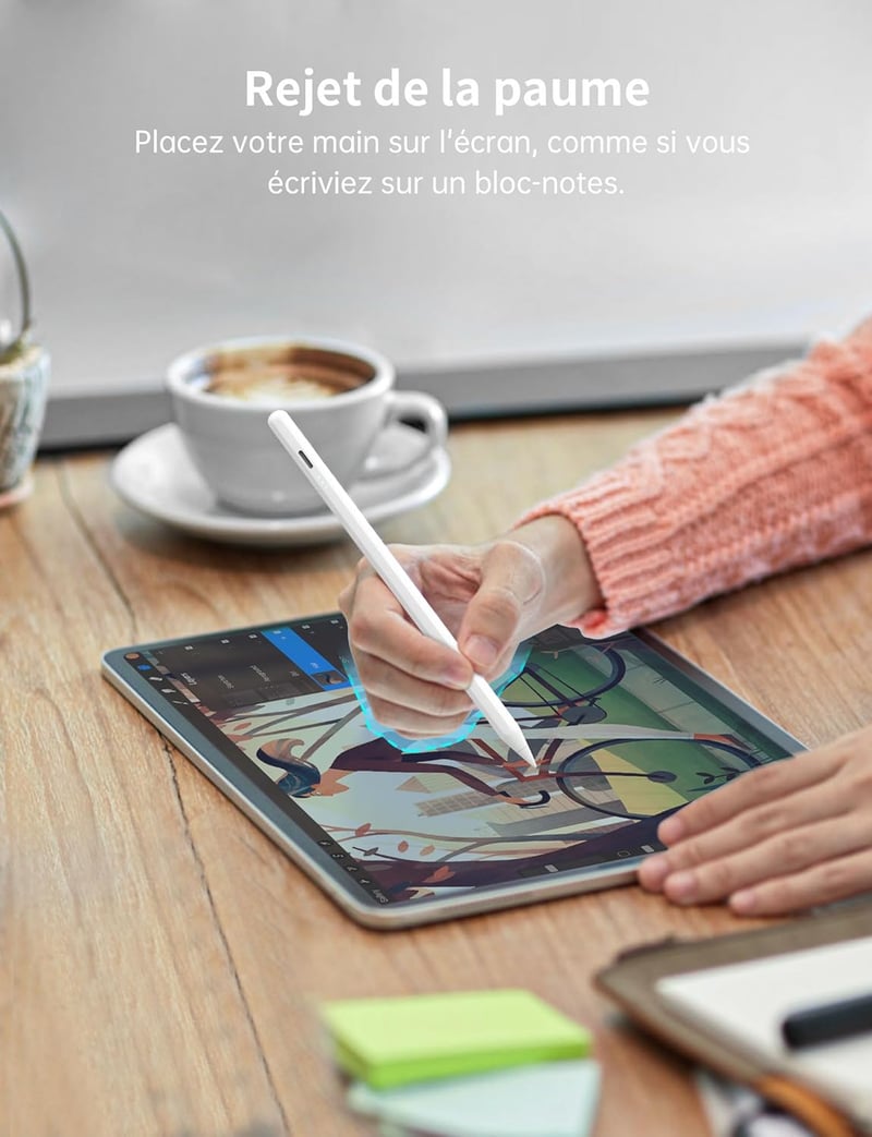 MEKO iPad Stylus Toll Tenyérérzékelővel - Gyorstöltés, Dőlésérzékelés, Kompatibilis iPad Air 3-5, Mini 5-6, Pro 11/12.9 Modellekkel (2018-20
