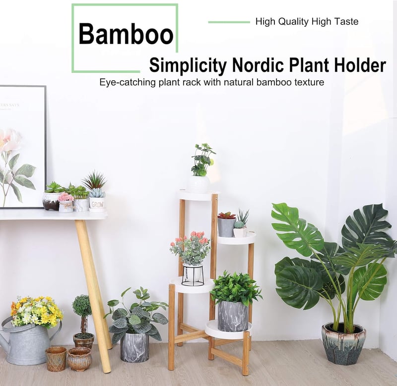 UNHO Bambusz Sarok Növényállvány 4 Szintes | Erkély, Nappali, Kert 51x80cm