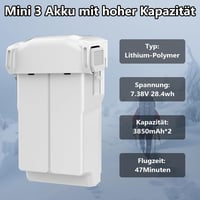 DJI Mini 3/4 Pro akkumulátor szett: 2db 3850mAh akku és kétirányú töltőhub, 47 perc repülésidő 2