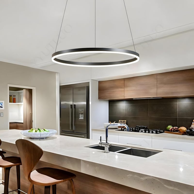YYUTLUO Modern LED Gyűrű Csillár - 60 cm Fekete-Arany Fém-Akril Függőlámpa, 29W, 2500 Lumen, 2.4G Távirányítós Fényerőszabályzás, Nappali, H