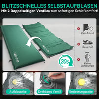 HIKENTURE Önfelfújó Kempingmatrac 10 cm Vastag, Memóriahabos Túramatrac Kültéri Alváshoz, Sátrazáshoz, Túrázáshoz, Utazáshoz - Sötétzöld, 19 4