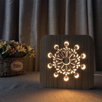 Újracsomagolt 3D LED Hópehely Éjjeli Lámpa - USB Tölthető Fa Dekoráció 1