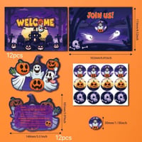 Lila Halloween Meghívó Szett 12 db Borítékkal és Címkékkel 2