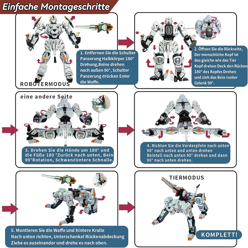 Celestial Wariors 25 cm-es Átalakítható Tigris Robot Játék Gyerekeknek - Fehér