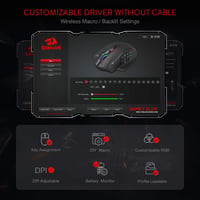 Redragon M913 Impact Elite vezeték nélküli gamer egér, 16000 DPI, 20 programozható gomb, 45 órás akkumulátor, RGB világítás, 12 oldalsó gomb 8
