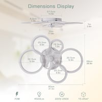 KSIBNW LED Mennyezeti Lámpa Ventilátorral - 70W Dimmelhető Fehér Lámpatest, Távirányítóval és Applikációval, 6 Sebességű Modern Ventilátor N 7