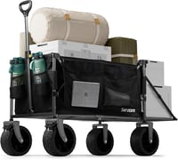 Servicore 300L XXXL Összecsukható Kézikocsi - 150kg Teherbírású Szállítókocsi 360° Forgó Kerekekkel, Gumiabroncsos, Bővíthető Tárolóval és Z 1