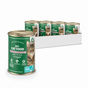 by Amazon Nedves Gabonamentes Macskaeledel Lazacdarab Zselében ASC-tanúsított 12 x 405 g - 6 db-os részleges szett