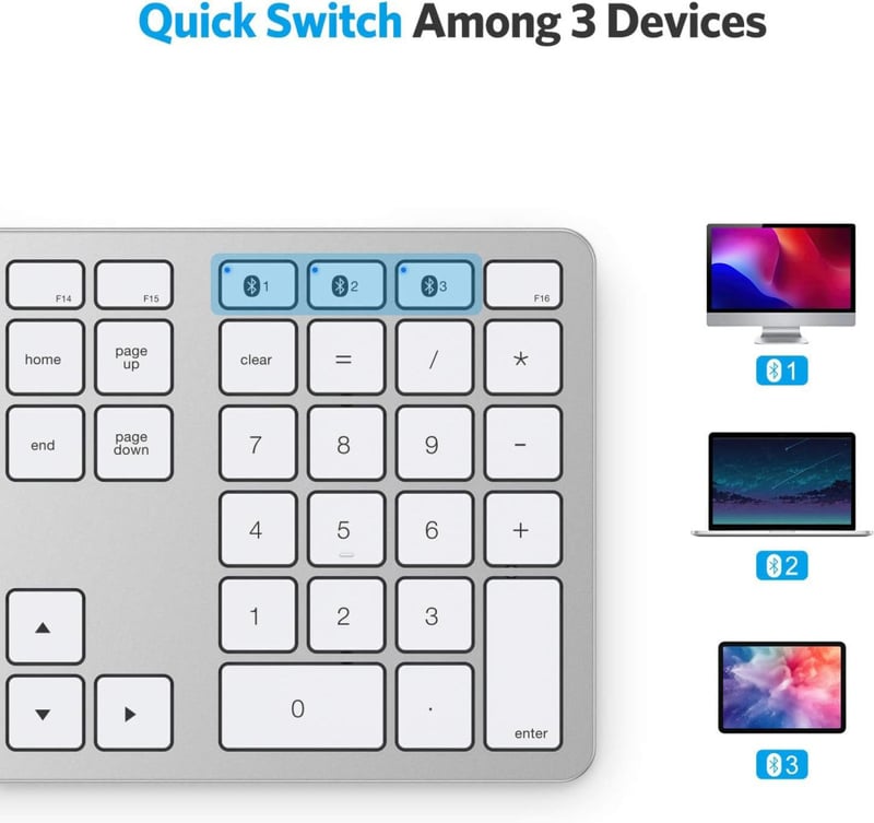 OMOTON Bluetooth Billentyűzet Numerikus Résszel, Újratölthető Vezeték Nélküli Klaviatúra MacBook Pro/Air, iMac, Mac mini/Pro és PC Eszközökh