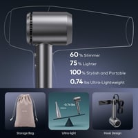 llano Ion Hajszárító Diffúzorral, Negatív Ionos Technológia, 19 m/s Légáramlás, Szürke 15
