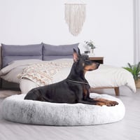 Kerek, mosható, ortopéd kutyaágy - 120 cm, világosszürke donut kutyafekhely 8
