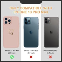iPhone 13 Pro Max rózsaszín szilikon tok arany szívecskékkel, ütésálló 5