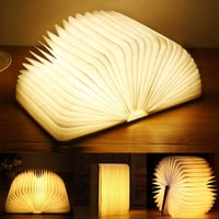 YUANJ Fa Könyvlámpa Meleg Fényű - Juharfa Borítású Összecsukható LED Olvasólámpa 2500mAh Akkumulátorral, Tölthető, Szabályozható Fényerő 1
