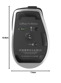 Ergonomická myš 3Dconnexion CadMouse Pro Wireless – optická, USB-C, pre pravákov, čierna – s funkciami CAD, kompatibilná s 300 softvérmi 7