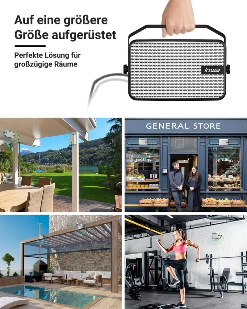 Inwa Bluetooth Kültéri Hangszóró Szett, 400W, IPX5 Vízálló, Vezeték Nélküli Hangrendszer Kertbe és Teraszra, 2 db, Sync Speaker Funkcióval, 