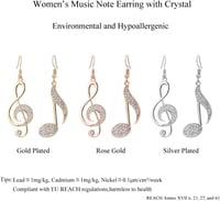 Aodun Jewelry Hangjegy Fülbevaló Nőknek - Hipoallergén Rozéarany és Ezüst Bevonatú Lógós Fülbevaló Kristály Díszítéssel - Ajándék Ékszer 10