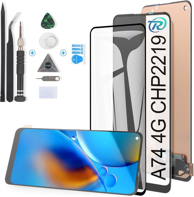 RongZy OPPO A74 4G LCD Kijelző és Érintőképernyő Csere Készlet - Fekete Színű Digitalizáló Panel Szerszámokkal Telefonjavításhoz
