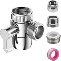 ANBOO 3-Utas Csapváltó Szelep M22/M24/G1/2 Adapterekkel - Réz-Cink Ötvözet Elosztó Mosogatógéphez, Mosógéphez és Zuhanyfejhez 1