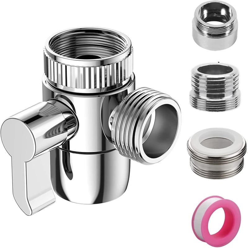 ANBOO 3-Utas Csapváltó Szelep M22/M24/G1/2 Adapterekkel - Réz-Cink Ötvözet Elosztó Mosogatógéphez, Mosógéphez és Zuhanyfejhez