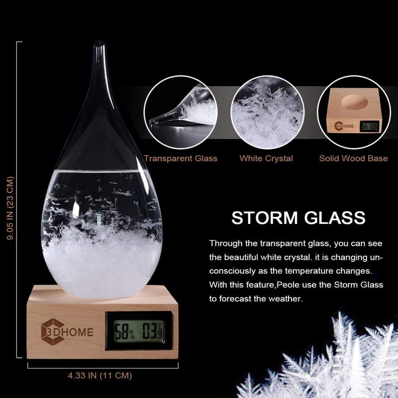 3DHOME Storm Glass Időjárás Előrejelző Állomás - Kreatív Üveg Meteorológiai Dekoráció Otthon és Iroda Számára