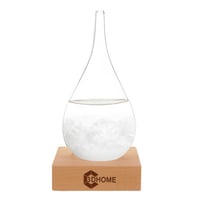 3DHOME Viharüveg Időjárás Előrejelző Csepp Alakú Üveg Dekoráció Fa Talppal Asztali Dísz Ajándék 1