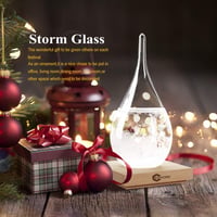 3DHOME Viharüveg Időjárás Előrejelző Csepp Alakú Üveg Dekoráció Fa Talppal Asztali Dísz Ajándék 5