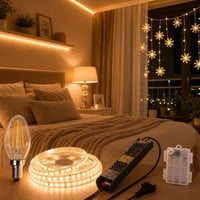 Čarolija svjetla za spavaću sobu: 10m LED traka + 6m svjetlosni niz + E14 LED žarulja 1
