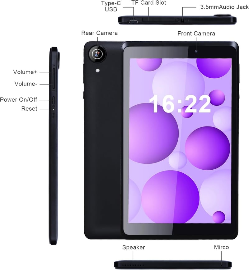 C idea 8 colos Android 13 tablet tiniknek, kék fény szűrővel, 2GB RAM, 32GB ROM, bővíthető 64GB-ig