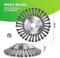 GARHWAL Acél Gyomkefe Fűkaszákhoz - 200 mm x 25,4 mm Kúpos Kefe Gyomirtáshoz és Mohaeltávolításhoz, Kompatibilis Benzines Fűszegélynyírókkal 3