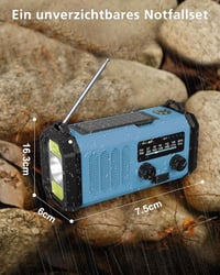 AXYEBI Kézi Hajtású Vészhelyzeti Rádió 13000 mAh Akkumulátorral - AM/FM Vétel, Napelemes Töltés, Zseblámpa, Olvasólámpa, Telefontöltő, Irány 6