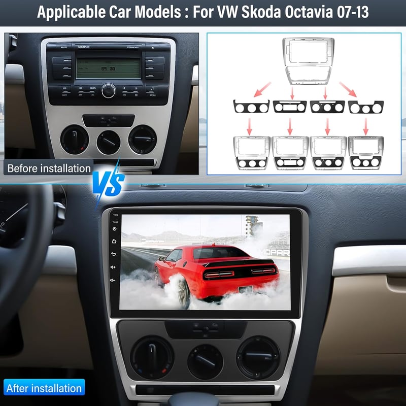 VW Skoda Octavia Android 13 autórádió 10,1" GPS, CarPlay, 2+64GB (2007-2013)