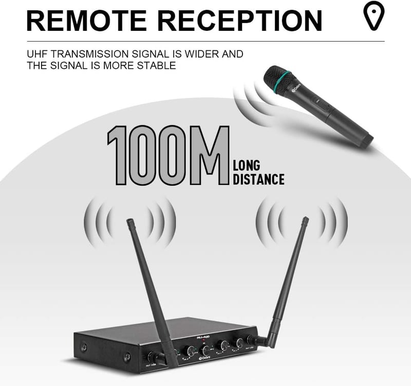 D Debra UHF 4 Csatornás Vezeték Nélküli Mikrofon Rendszer 2 Kézi és 2 Testmikrofonnal Karaoke Templom Buli Rendezvény