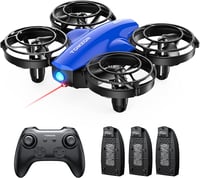 Tomzon Mini Drón Gyerekeknek - Kék, 24 Perces Repülési Idő, Harci Mód, 360° Védelem 1