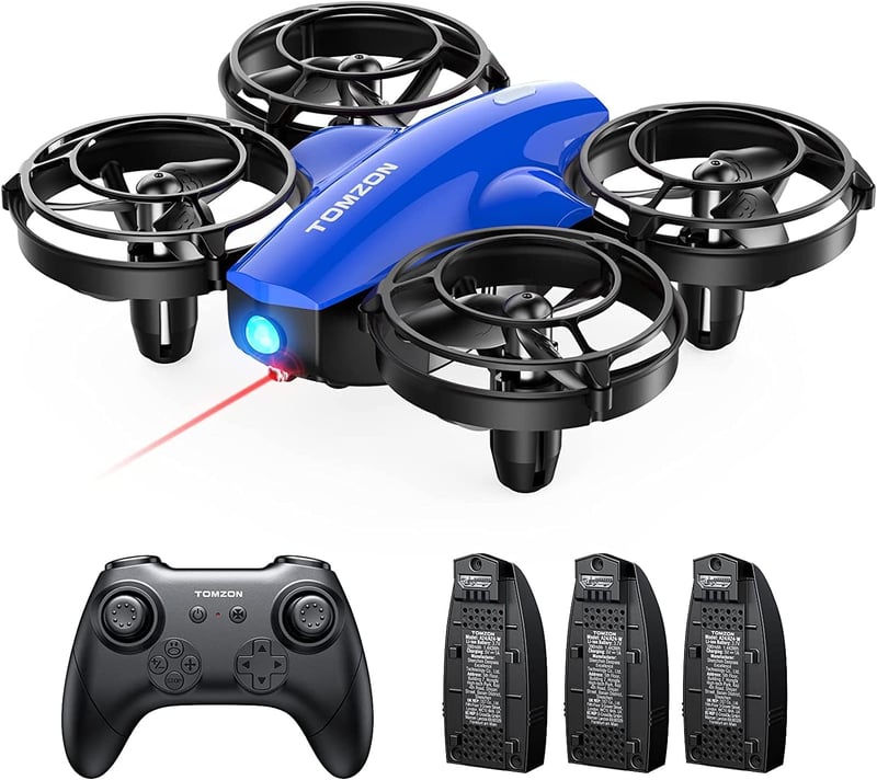 Tomzon Mini Drón Gyerekeknek - Kék, 24 Perces Repülési Idő, Harci Mód, 360° Védelem