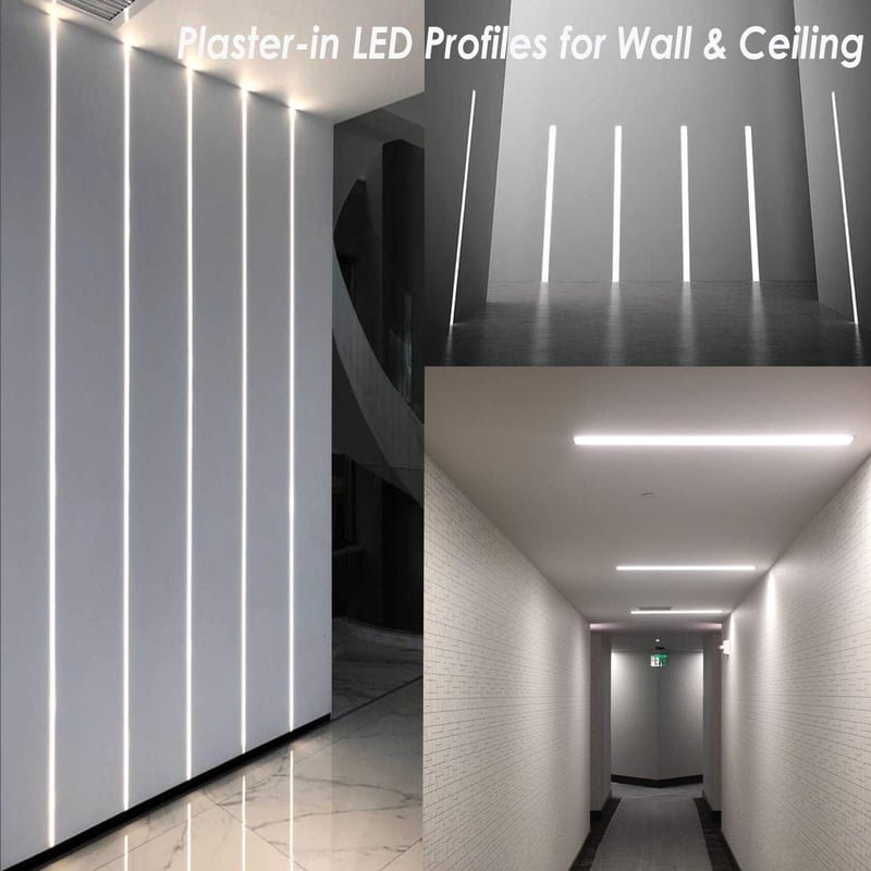 Bestto LED Gipszkarton Profil, 10x1m Alumínium Csatorna LED Szalagokhoz, Diffúzor Burkolattal, Falra és Mennyezetre, Hűtőbordás Védőprofil