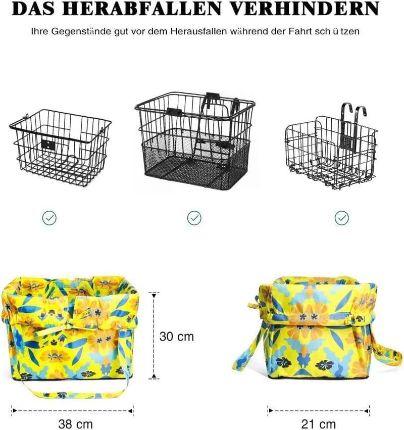 ANZOME 2in1 Összecsukható Biciklikosár és Bevásárlótáska Vízálló Rekeszekkel - Sárga-Kék