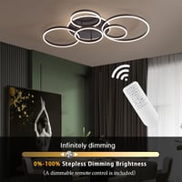 minifair Szabályozható LED Mennyezeti Lámpa, 116 cm, 108W, 6400 Lumen, 6-Gyűrűs Csillár Távirányítóval, Nappali és Hálószoba Világítás, 3000 4