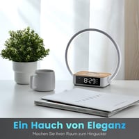 WILIT LED Éjjeli lámpa ébresztővel és vezeték nélküli töltővel, fa dizájn 6