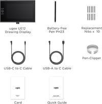 UGEE UE12 11,6" Grafikus Tablet Kijelzővel - 124% sRGB Színtér, 8 Gyorsgomb, Akkumentes Toll, Windows/Mac/Android Kompatibilis, Otthoni Munka 8
