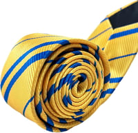 Elegáns Sárga-Kék Selyem Nyakkendő, Extra Hosszú 150 cm 5