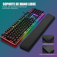 RedThunder K10 3-in-1 Gamer Billentyűzet és Egér Szett Bőr Csuklótámasszal, RGB Háttérvilágítás, Mechanikus Érintés, Spanyol Kiosztás, 7200 3