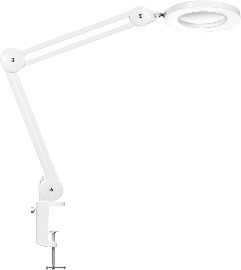 Beyamz LED Nagyító Lámpa 5 Dioptriás 125mm Lencsével - Szabályozható 3 Színmódú Munkahelyi Kozmetikai Lámpa Kézműveseknek