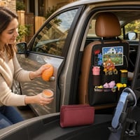 Set accesorii auto: gel curățare + coș gunoi + organizator scaun + suport telefon 1