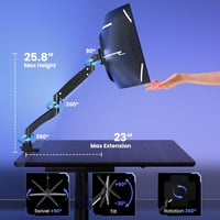 PUTORSEN Monitortartó Kar 22-57" Képernyőkhöz - Magasságállítható Asztali Monitorrögzítő 27kg-ig, VESA 200x200mm, Ultraszéles Monitorokhoz,  3