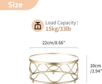 NUPTIO Arany Kerek Tortatartó 22 cm - Fém Süteménykínáló Akril Tálcával Esküvőre, Születésnapra, Babaváróra, 15 kg Teherbírással 5